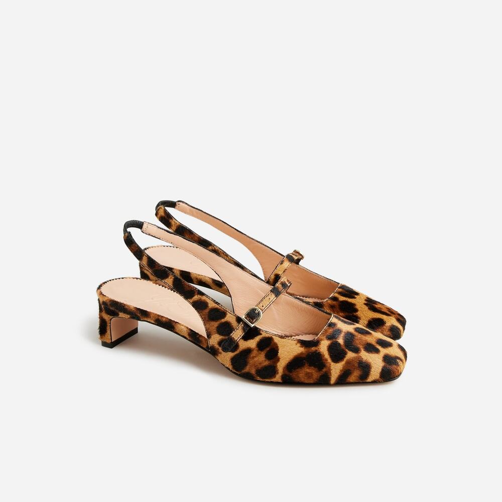 J.Crew 'Layla' Brown Leather Slingback Mary Jane Heels Size 8